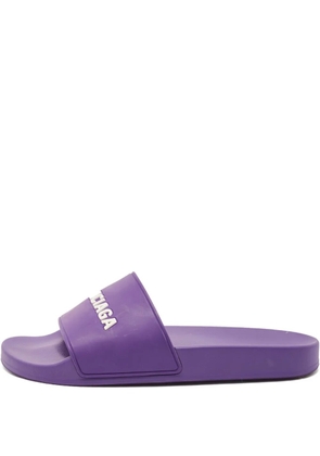 Balenciaga Pre-Owned rubber logo slides - Purple