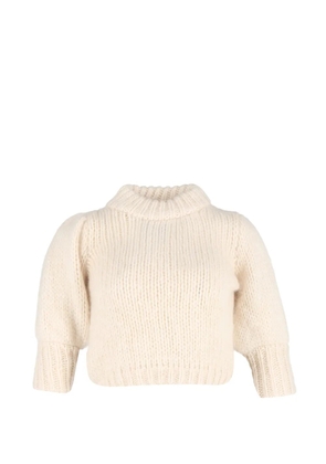 GANNI Julliard cropped turtleneck sweater - Neutrals