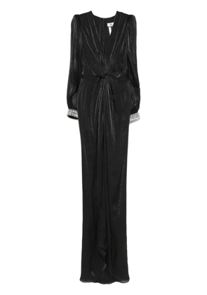 NISSA twist-detail plissé maxi dress - Black