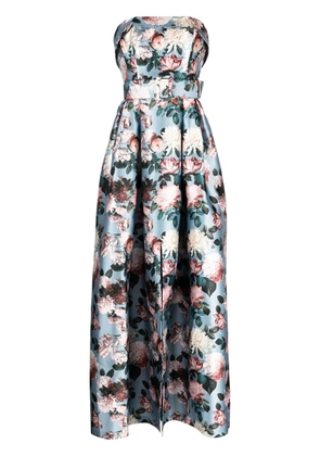 Sachin & Babi Brielle floral-print gown - Blue