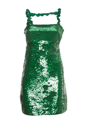 GANNI twisted sleeves mini dress - Green