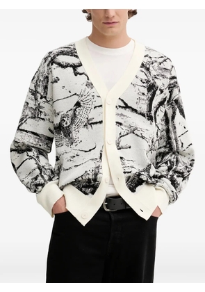 HUGO button patterned cardigan - White