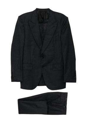 TOM FORD single breasted checked-print blazer - Blue