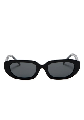 Tory Burch logo-plaque oval-frame sunglasses - Black