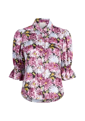 Cinq A Sept dahlia print ruffled top - Pink