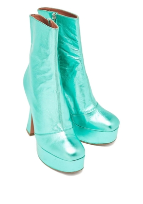Amina Muaddi 140mm platform ankle boots - Green