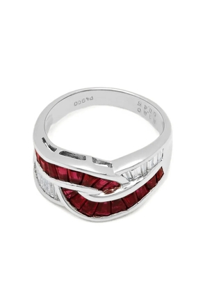 Jewels Aficionado Platinum ruby diamond knot ring - Silver