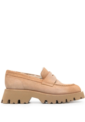 Santoni penny slot suede loafers - Brown