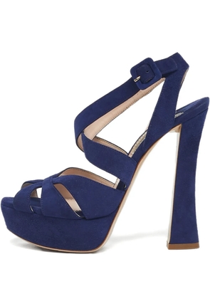 Miu Miu Pre-Owned suede platform sandals - Blue