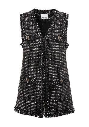 WEILL PARIS fringed tweed sleeveless jacket - Black