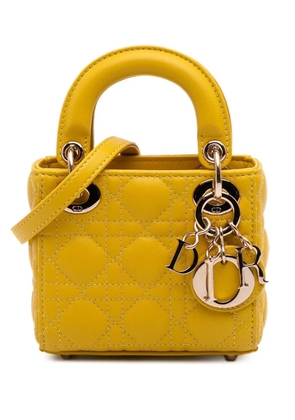 Christian Dior Pre-Owned 2022 Micro Lambskin Cannage Lady Dior satchel - Yellow