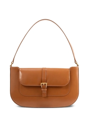 BY FAR Miranda Summer flap semi patent-leather shoulder bag - Brown
