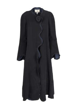 Fendi Pre-Owned wool double-breasted ruffled coat - Black