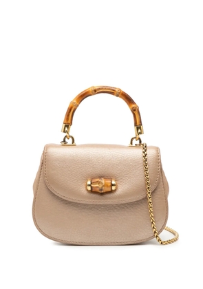 Gucci Pre-Owned 2000-2015 Mini Metallic Leather Bamboo Night satchel - Brown