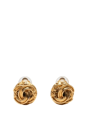 CHANEL Pre-Owned 1995 Gold Plated CC Round Clip On Earrings costume earrings