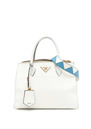 Prada Pre-Owned 2000-2025 City Calf Trimmed Saffiano Greche Paradigme Bag satchel - White