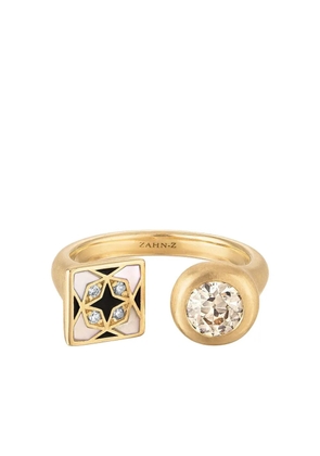 ZAHN-Z 14K yellow gold Sadaf and I mother-of-pearl and diamond open ring