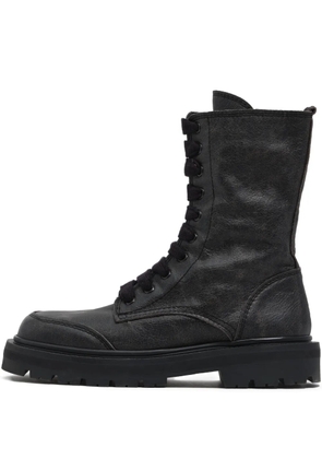 Bimba y Lola 35mm lace-up zip combat boots - Black