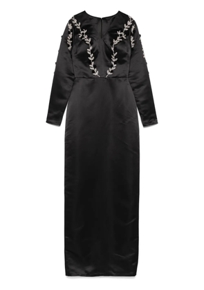 AAVVA embroidered-detail satin gown - Black