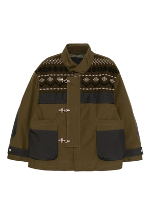 CROQUIS pattern-panelled padded jacket - Green