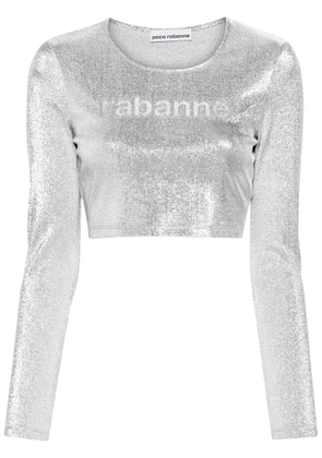 Rabanne gem-logo cropped T-shirt - Silver
