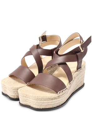 Loewe Pre-Owned Petal leather wedge espadrilles - Brown