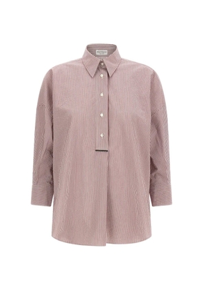 Brunello Cucinelli striped jewelled shirt - White