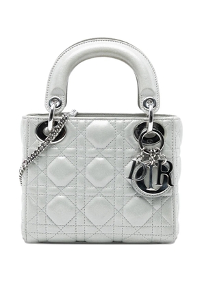 Christian Dior Pre-Owned 2015 Mini Iridescent Lambskin Cannage Lady Dior satchel - Silver