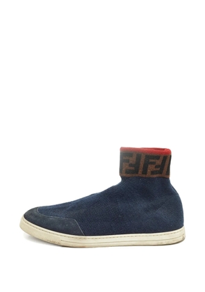 Fendi Pre-Owned FF knit high-top sneakers - Blue