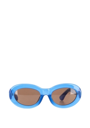Dries Van Noten Pre-Owned x Linda Farrow oval-frame sunglasses - Blue