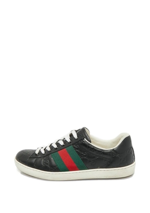 Gucci Pre-Owned Ace Guccissima-leather logo-detail sneakers - Black