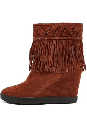 Le Silla pre-owned 110mm fringed boots - Brown