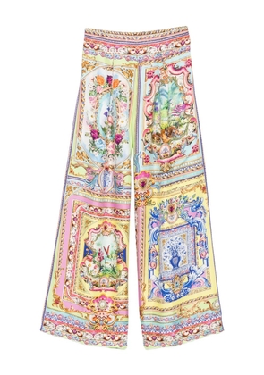 Camilla Spirit Of Santa Maria floral-panelled silk trousers - Blue