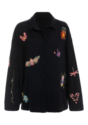 Agua By Agua Bendita Keishi floral-embroidered shirt - Black