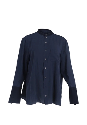 Roland Mouret collarless long-sleeve shirt - Blue
