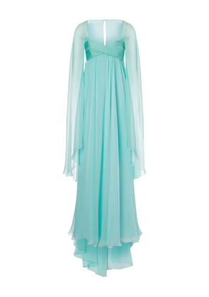 Alberta Ferretti cape-detail silk maxi dress - Blue