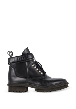 Balenciaga Pre-Owned lace-up leather combat boots - Black