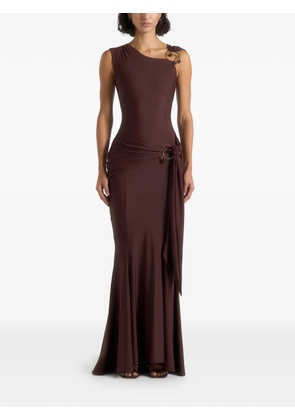 Manière De Voir Rania asymmetric draped maxi dress - Brown