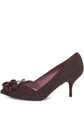 Miu Miu Pre-Owned 2024 houndstooth enamel pumps - Brown