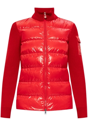 Moncler knitted-panels puffer jacket - Red