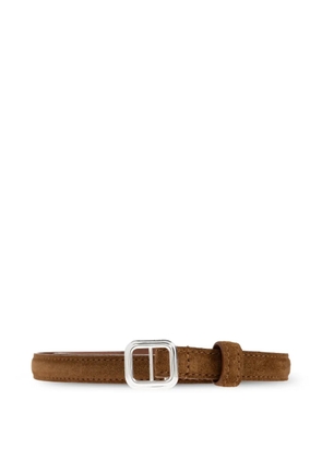 LIE STUDIO Georgia square buckle slim belt - Brown