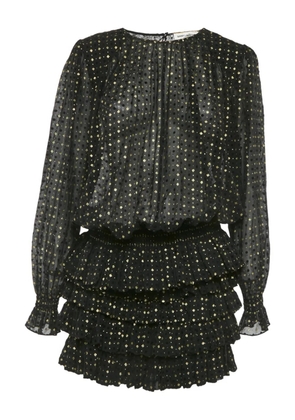 Saint Laurent Pre-Owned glitter ruffled dress - Black