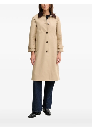 Pedro Del Hierro corduroy-collar trench coat - Neutrals