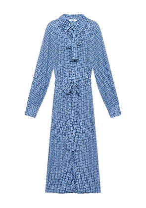 MALIPARMI geometric-print belted midi dress - Blue