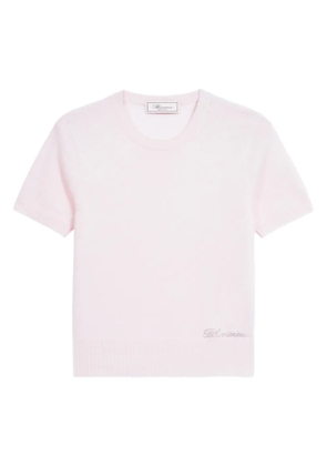 Blumarine logo-embroidered round-neck T-shirt - Pink