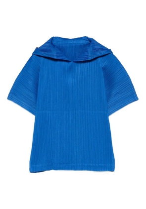 Pleats Please Issey Miyake pleated hooded T-shirt - Blue
