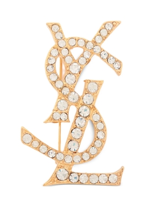 Saint Laurent Pre-Owned Cassandre crystal-embellished brooch - Gold
