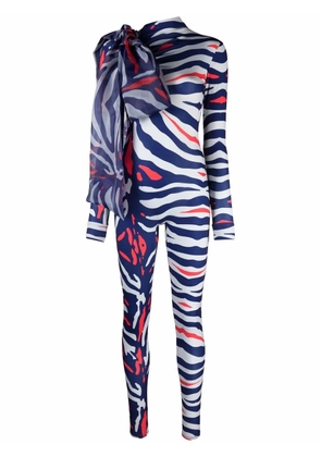 Atu Body Couture animal-print bow-detail jumpsuit - Blue