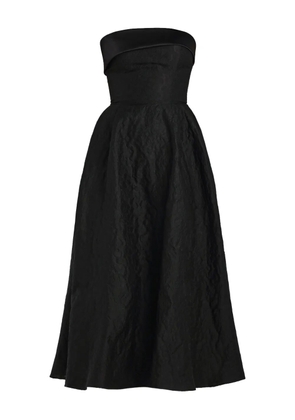 POST MERIDIEM jacquard satin-panel midi dress - Black
