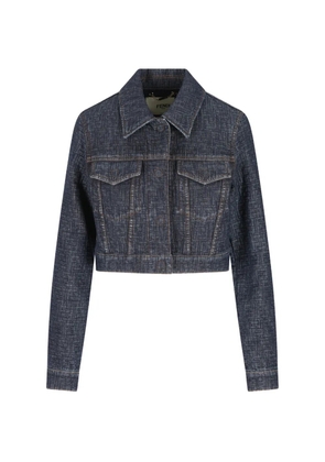 FENDI monogram cropped jacket - Blue